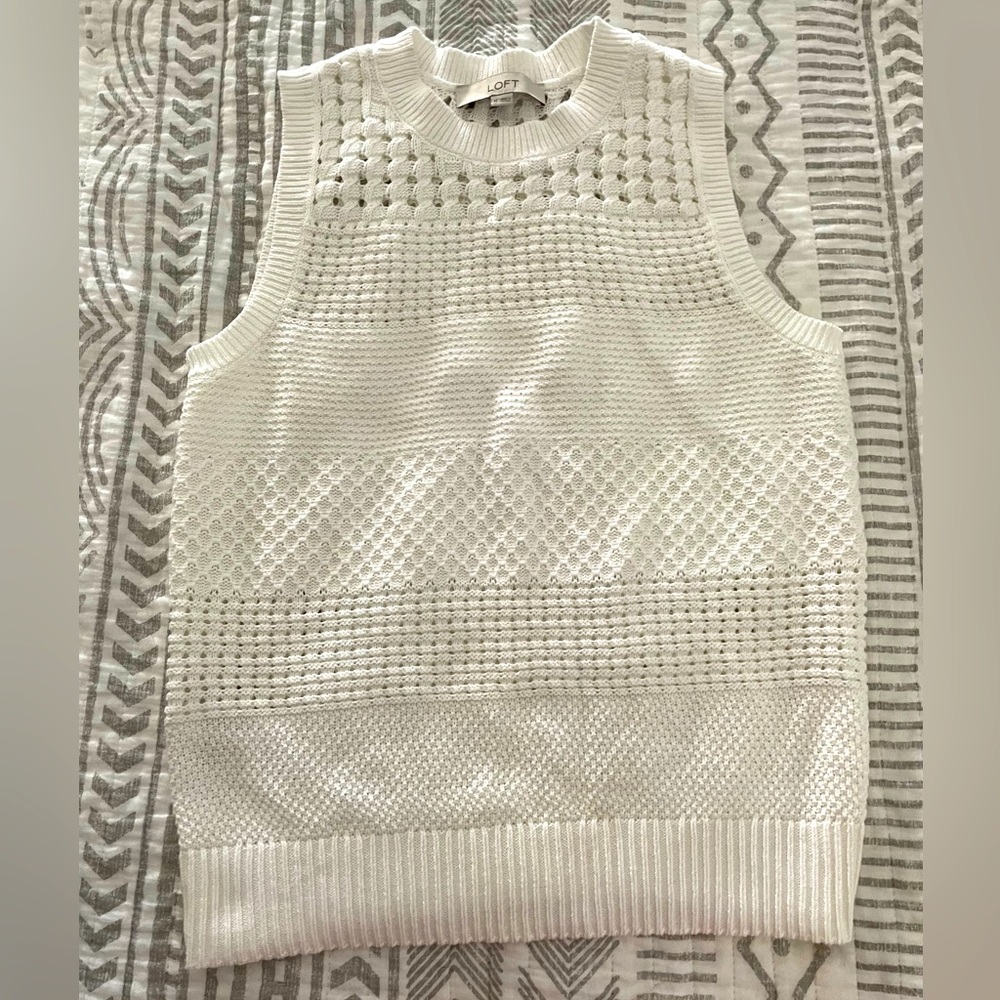 Loft white sleeveless knit sweater